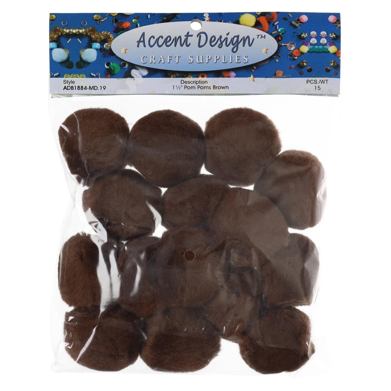 PA Essentials Pom Pom Balls 1.5" 15pc Brown – Arts and Crafts Supplies, Puff Balls for DIY Projects, Pompoms for Crafting, Pom Pom Decorations, Kids Craft Accessories